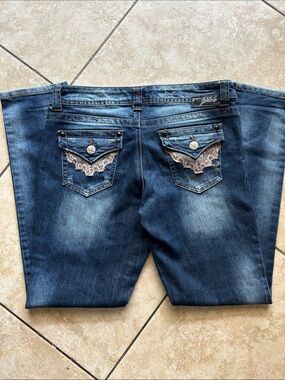 Y2K Bootcut Jeans with Lace-Trim Back Pockets